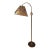 Antique Arts and Crafts Brass Bridge Floor Lamp With an Amber Tone Mica Shade For Sale
