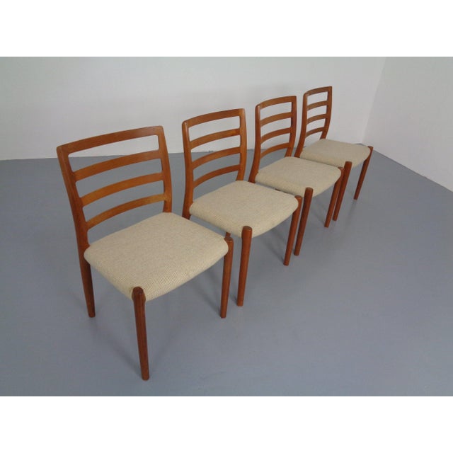 Vintage Danish 85 Dining Chairs in Teak and Wool by Niels Otto Møller for J.L. Møllers, 1960s, Set of 4 For Sale - Image 6 of 14