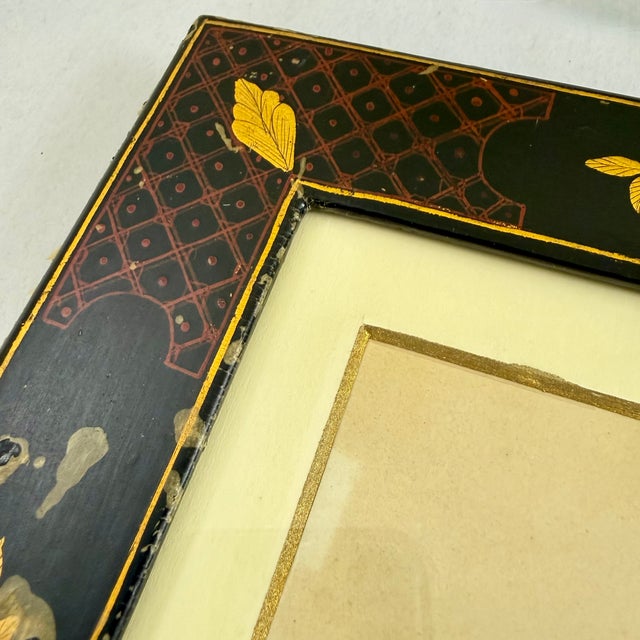 Black English Regency Period Watercolored Fruit Print in Hand Painted Lacquered Frame For Sale - Image 8 of 14