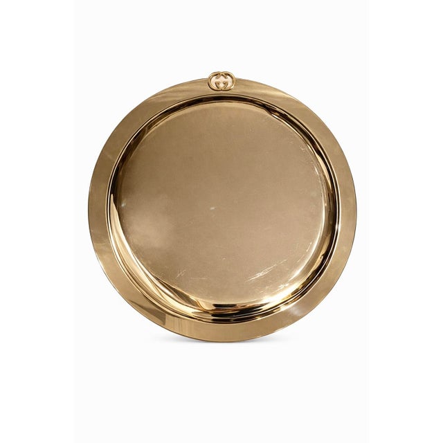 Details: -Vintage Gucci silverplate cocktail serving tray -Tray features Gucci's iconic "GG" logo -Bottom of tray marked...