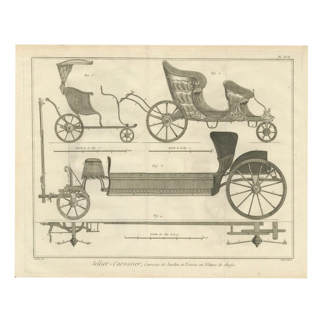 French Garden & Hunting Carriage Designs, 1771 For Sale