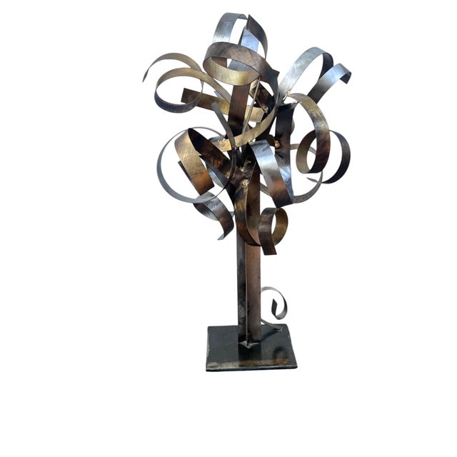 Mid 20th Century Signed Silas Seandel Abstract Mixed-Metal Ribbon Sculpture For Sale - Image 5 of 15
