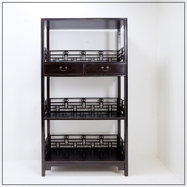 Vintage 20th Century Chinese Four-Tier Lacquered Wood Bookcase For Sale - Image 16 of 16