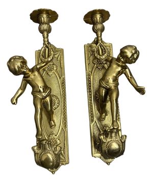 Vintage French Style Wall Candleholders, Set of 2