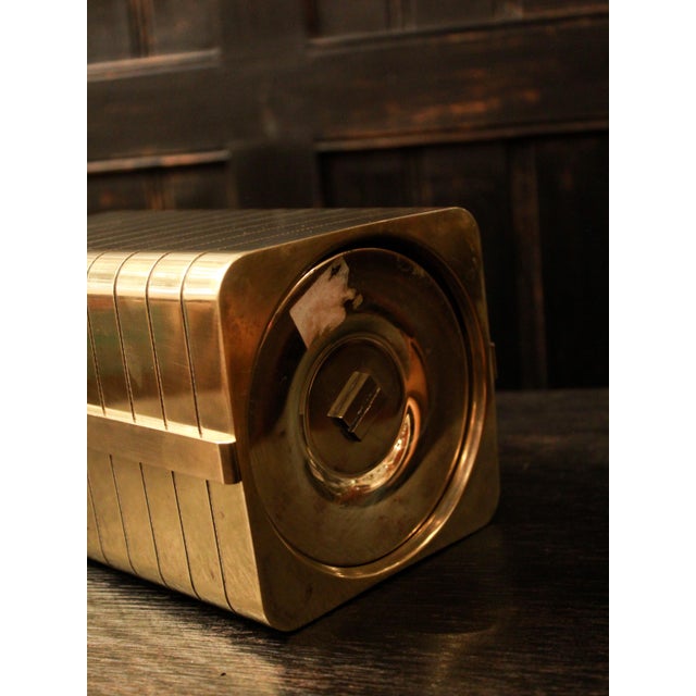 Mid-Century Modern Italian Architectural Gilt Ribbed Brass Bottle Cooler, 1970s For Sale - Image 3 of 7