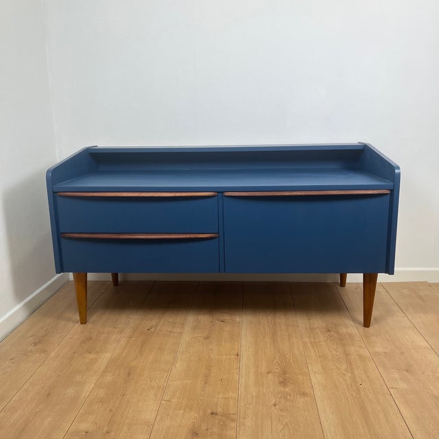 Low Midnight Blue Wood Sideboard or TV Unit, 1960 For Sale - Image 11 of 11