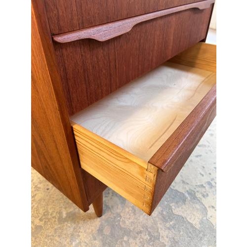 Danish Teak Chest of Drawers with Wooden and Brass Handles For Sale - Image 9 of 11