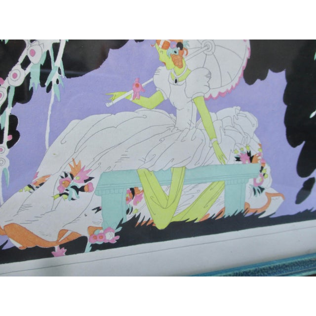 Lavender Art Deco Pochoir Print by Janet Laura Scott For Sale - Image 8 of 10