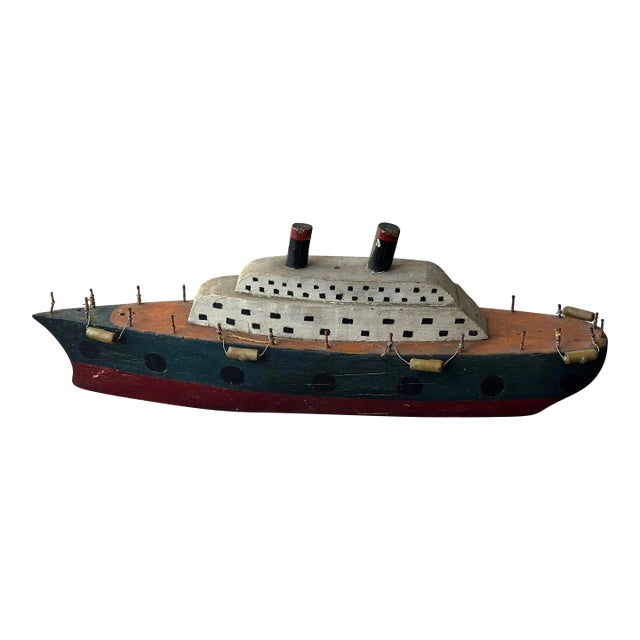 Vintage Folk Art Ship Sculpture, Circa 1930s For Sale