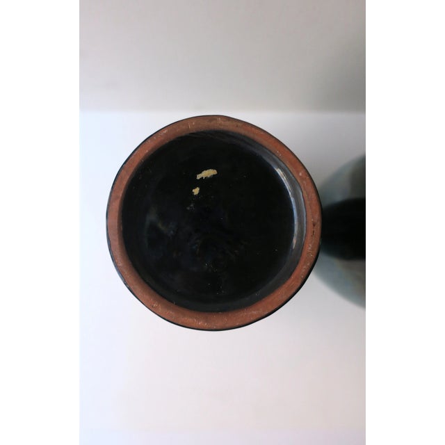 Emerald Green and Black McCoy Pottery Vases, Pair For Sale - Image 11 of 11
