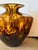 1970s Vintage Italian Amber Tortoiseshell Art Glass Vase Large Murano Style Azzurra Maestri Vetrai For Sale - Image 5 of 11