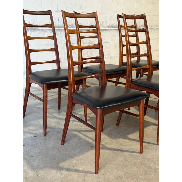 In Style of Niels Koefoed Model Lis Rosewood Dining Chairs Set of 6 Danish Mid-Century Modern 1960s For Sale In Los Angeles - Image 6 of 12