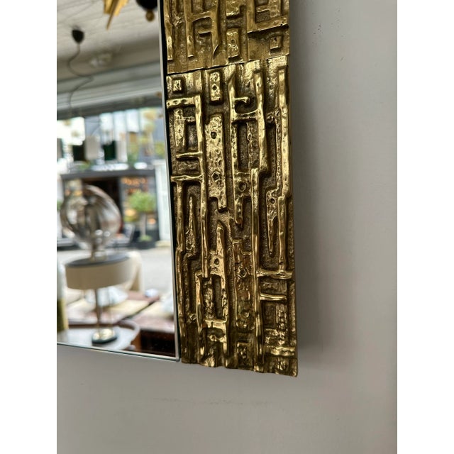 Gilt Brass Sculpture Mirror by Luciano Frigerio, Italy, 1970s For Sale - Image 11 of 13