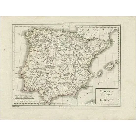 Antique Map of Spain and Portugal by Tardieu, 1795 For Sale - Image 6 of 6