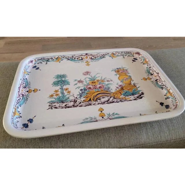Art Nouveau Monumental Antique Swedish Rérstrand Hand-Painted Porcelain Tray, Signed & Dated 1913 For Sale - Image 3 of 13