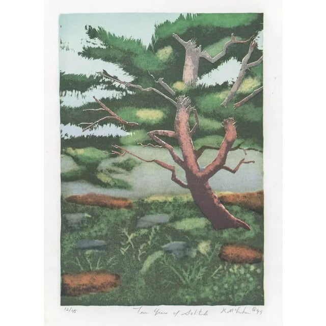 Contemporary 1999 Ten Years of Solitude Contemporary Landscape Linocut For Sale - Image 3 of 3