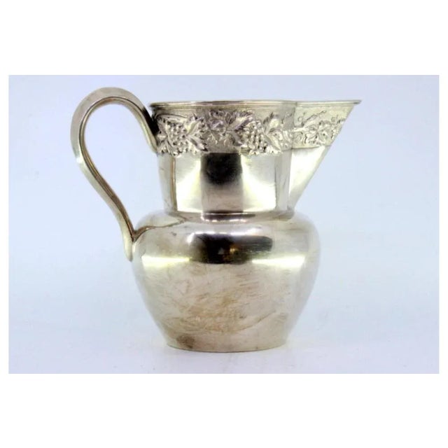Silver Wine Jug with Reliefs and Applications of Leaves and Grapes For Sale - Image 5 of 6