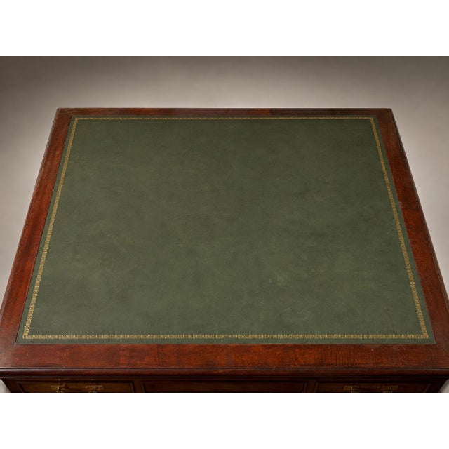 Monumental 19th Century Mahogany Campaign Partner’s Library Desk For Sale - Image 10 of 12