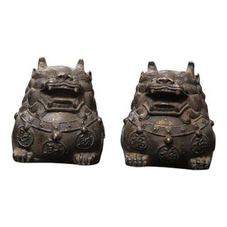 Pair of Gilt Bronze Figures of Mythical Beasts (Pixiu) For Sale