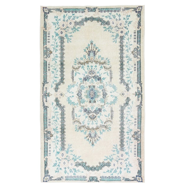 1970s Turkish Oushak Handmade Wool Cotton Beige Area Rug For Sale - Image 10 of 10