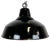 Industrial Black Enamel Factory Pendant Lamp with Iron Top, 1960s For Sale