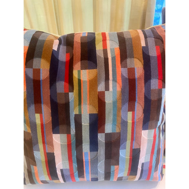 Pair of Custom Wallace & Sewell Pillows in Colorful Geometric Pattern For Sale In Charlotte - Image 6 of 9