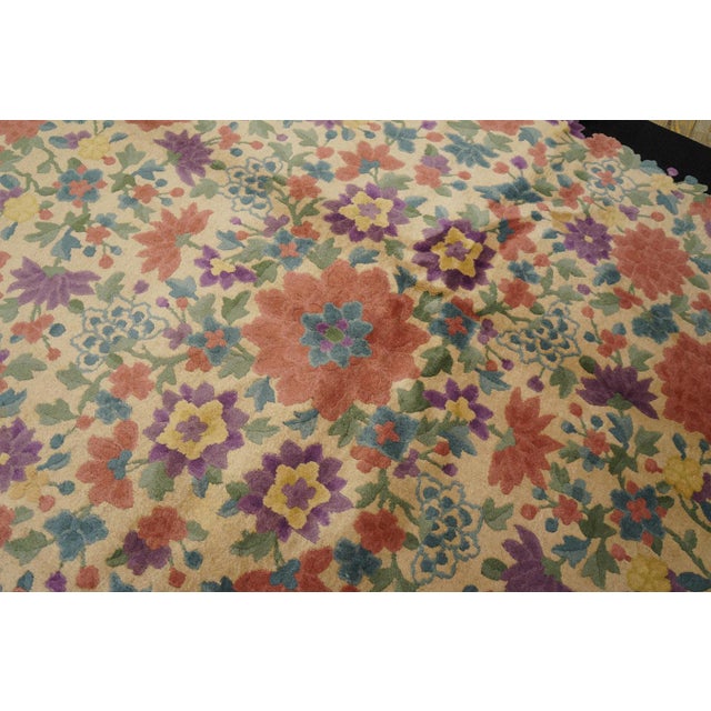 1920s Colorful Coral Purple Blue Green Chinese Art Deco Carpet by Fette ...