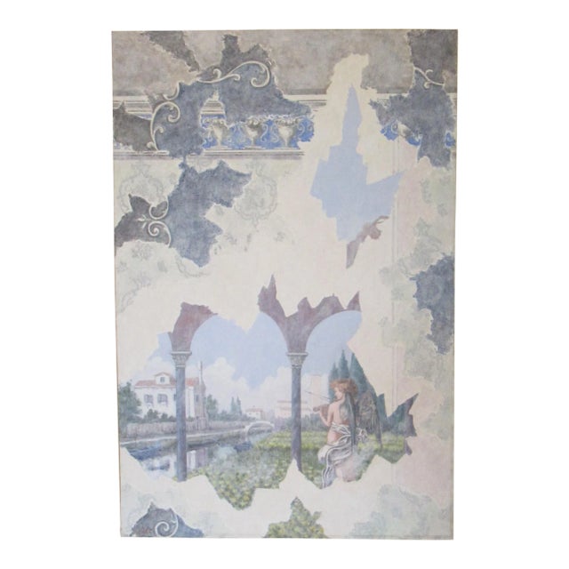 1980s Figurative Faux Stucco Painting by Novello For Sale