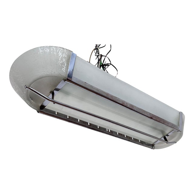Bauhaus Chrome Pendant Light, Former Czechoslovakia, 1940s For Sale