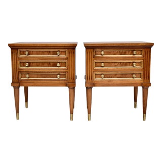 1950s Pair of Petite French Directoire Style Nightstands For Sale