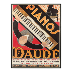 Art Deco Lithograph Posted Entitled "Pianos Daude" by Andre Daude