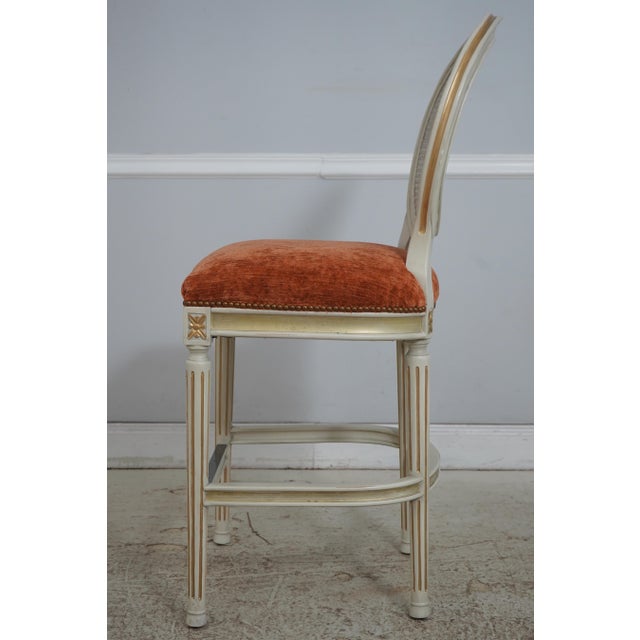 French Set of 4 Frontgate French Louis XVI Style Bar Stools For Sale - Image 3 of 18