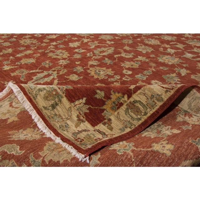 Contemporary Contemporary Indian Handmade Burnt Orange Floral Wool Rug For Sale - Image 3 of 10