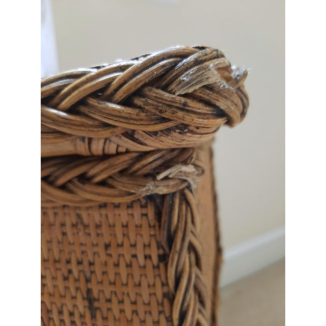 Wicker Rattan Side Table Plant Stand For Sale - Image 4 of 9