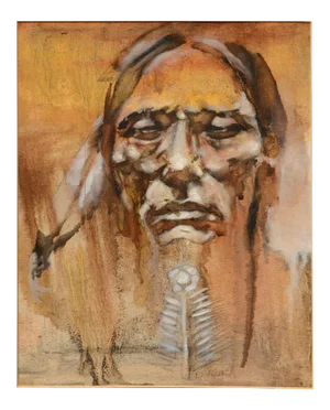 B. Shepard Impressionist Native American Portrait by Shepard 1950-1960