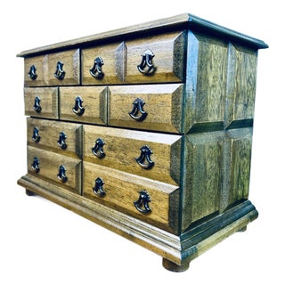 Wood Musical Jewelry Chest Vintage Velvet Felt Lined Schmid Bros For Sale
