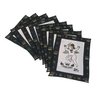 Georges Briard Linen Cocktail Napkins, Set of 8 For Sale