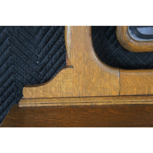 Antique Victorian Quartersawn Oak Wishbone Mirror Vanity Dresser Washstand 70" For Sale - Image 9 of 13