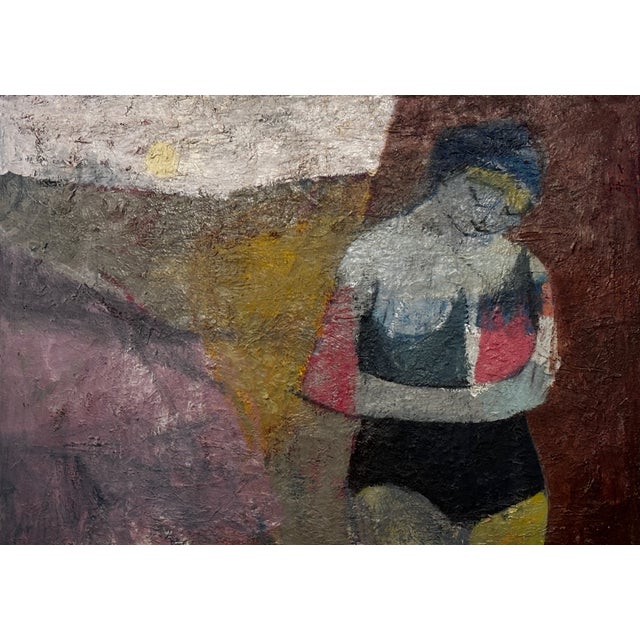 Abstract Expressionist painting, oil on canvas, unframed. This is a work by the noted Bay Area Chinese abstractionist Gary...