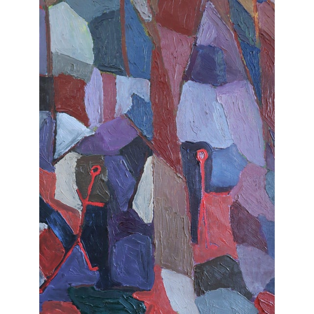 Mid-Century Modern 'A Gathering Across Planes' Geometric Abstract Oil Painting by Swedish Artist Gunnar Greiber (1919 – 2011), Framed For Sale - Image 10 of 11