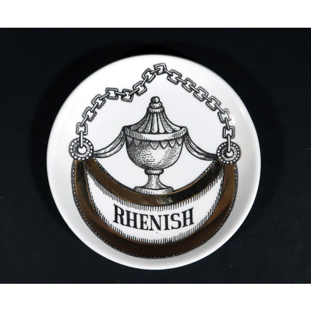 White Piero Fornasetti Ceramic Wine & Liquor Coasters, Vini E Liquori Pattern For Sale - Image 8 of 11