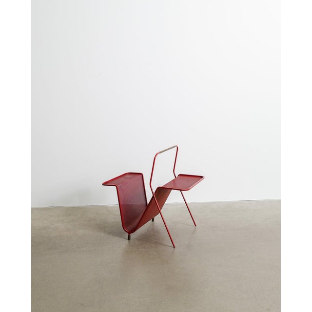 French Mid Century Red Magazine Rack by Mathieu Matégot, 1950s For Sale - Image 6 of 6