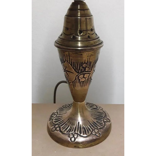 Antique Art Nouveau Table Lamp in Brass & Glass, 1910s For Sale - Image 4 of 13