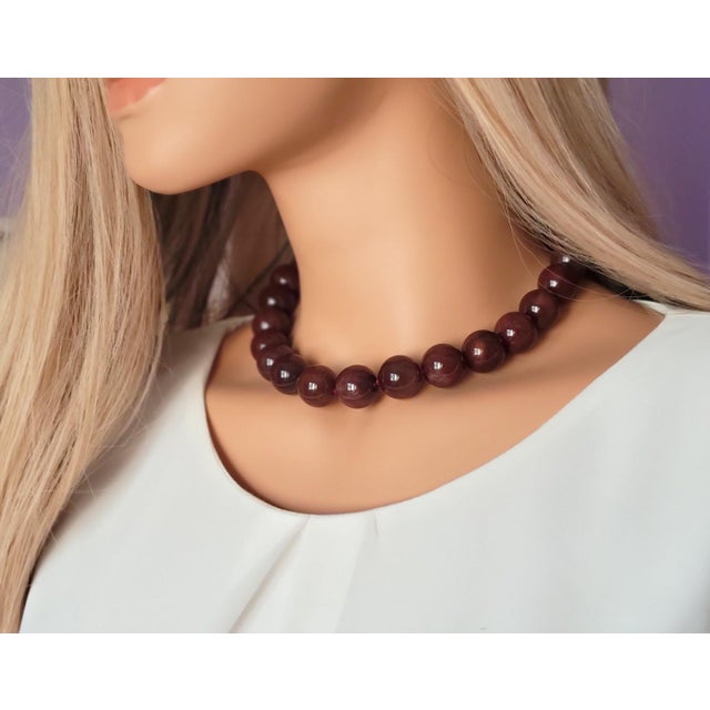 Brick Red Rare Red Rutilated Quartz Necklace, With Sterling Silver Red Quartz Clasp For Sale - Image 8 of 11