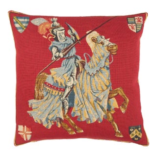 Jousting Knight I Tapestry Cushion With Feather Filler - 46 X 46cm For Sale