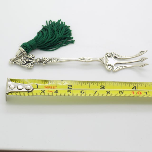 Vintage Italian Handmade Genuine Silver Decorative Dessert Fork With Tassel For Sale - Image 10 of 10