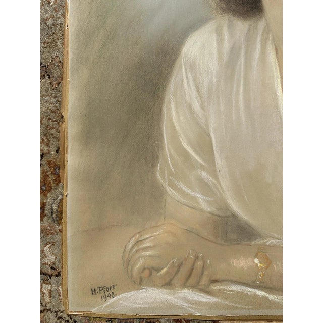 Beige Heinrich Pforr, Still Gaze, 1948, Pastel on Paper For Sale - Image 8 of 13