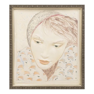 Frank Gallo Woman in the Rain Signed Figurative Ceramic Tile 28/200 Framed 1980s For Sale