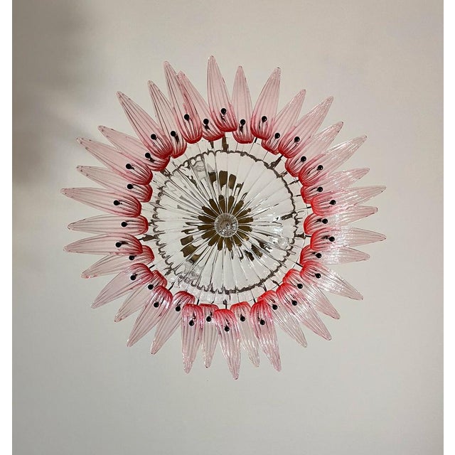 Murano Palmette Pendant Light in Pink Glass, 1990 For Sale - Image 14 of 18