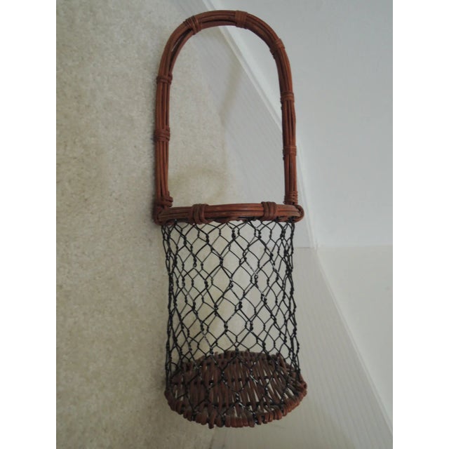 Vintage 1970s Wine Bottle Basket Caddy Holder For Sale - Image 4 of 9